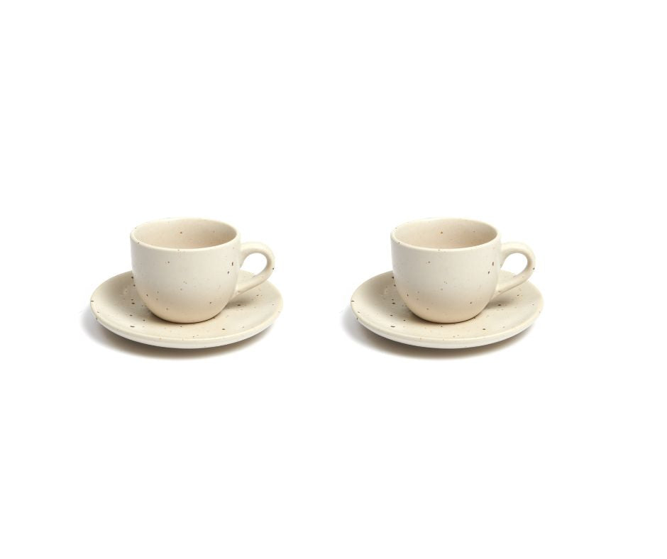 Coppia di tazze da tè Vanilla con piattino ceramica – Altromercato