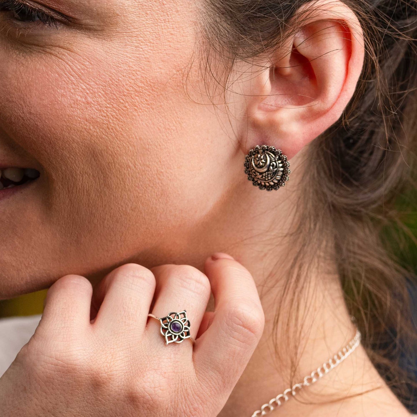 Orecchini Button ottone