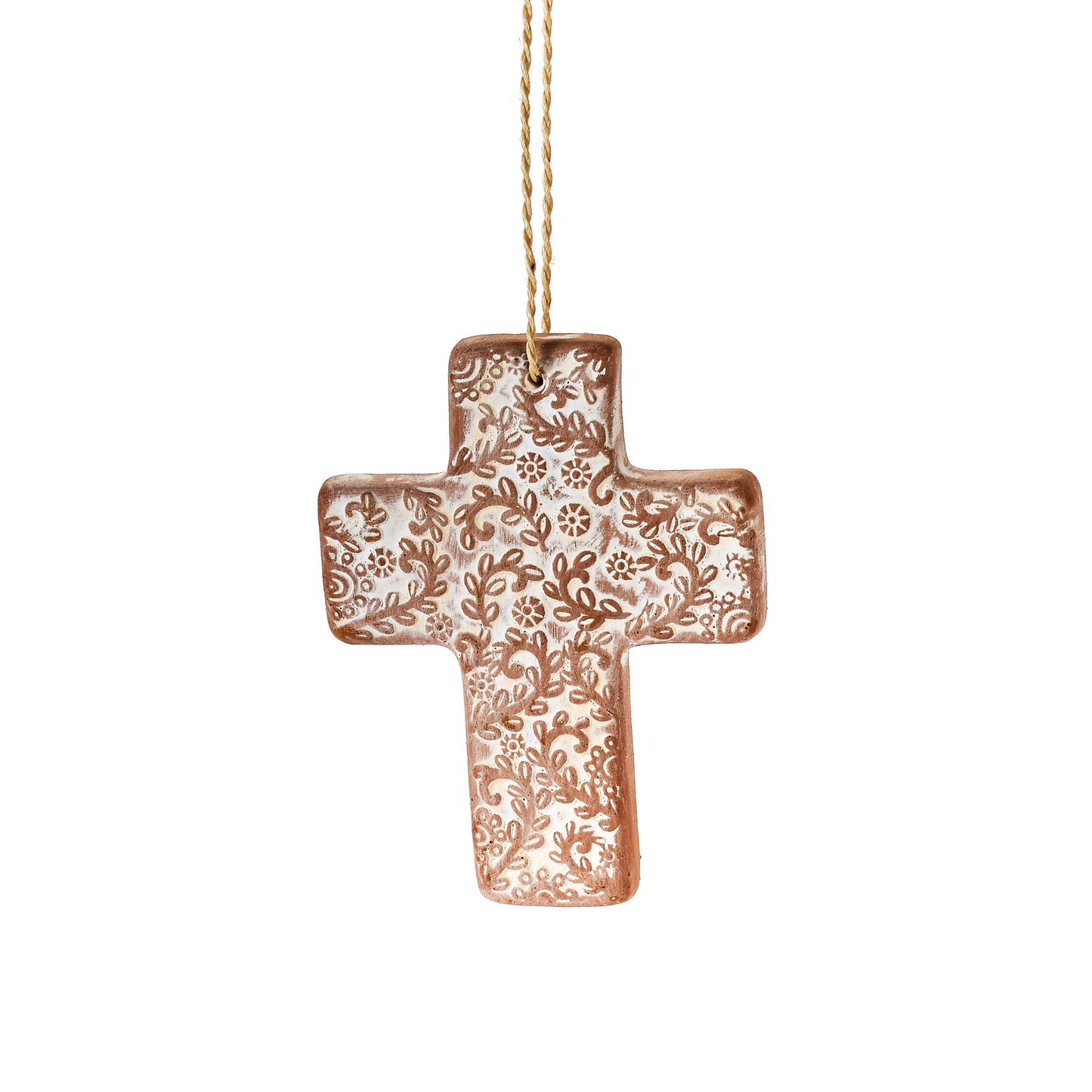 Croce Foglie di Ulivo terracotta