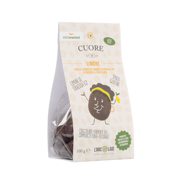 Limone ricoperto di cioccolato fondente - bio | 100 g