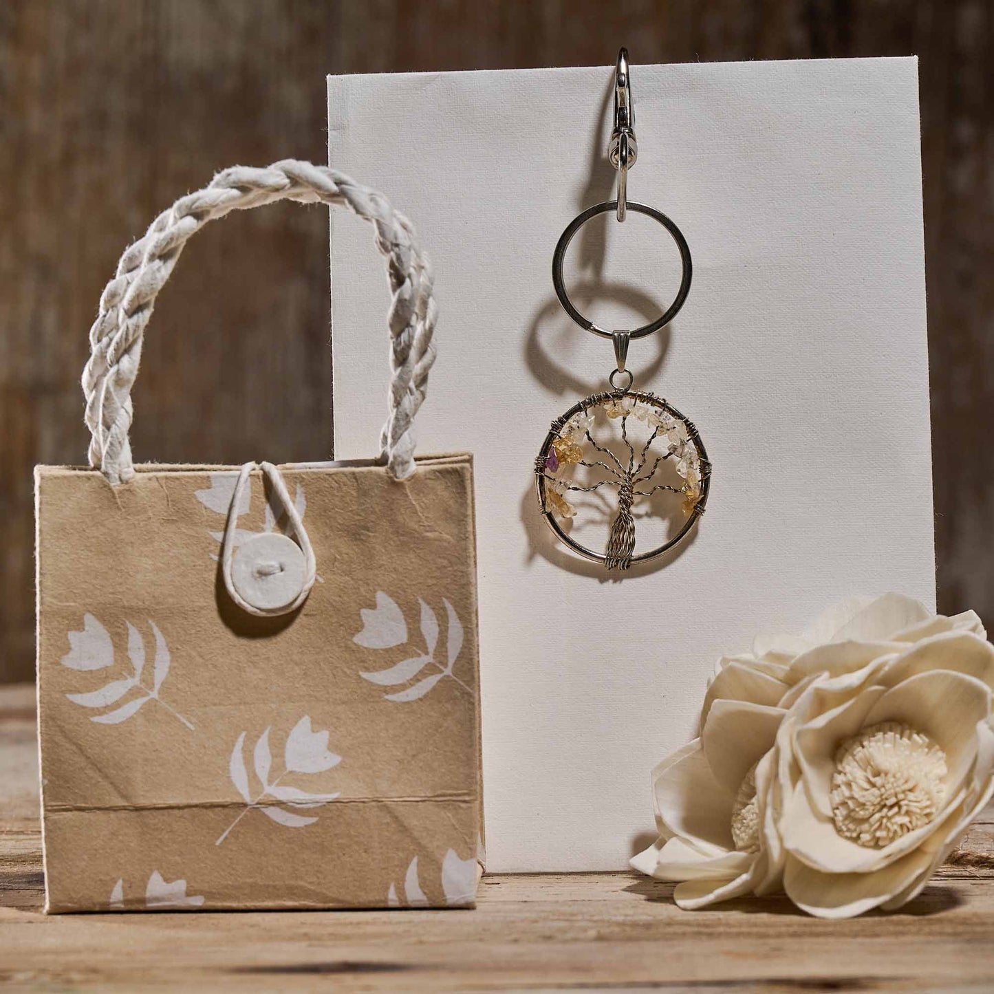 Portachiavi Albero della Vita quarzo citrino