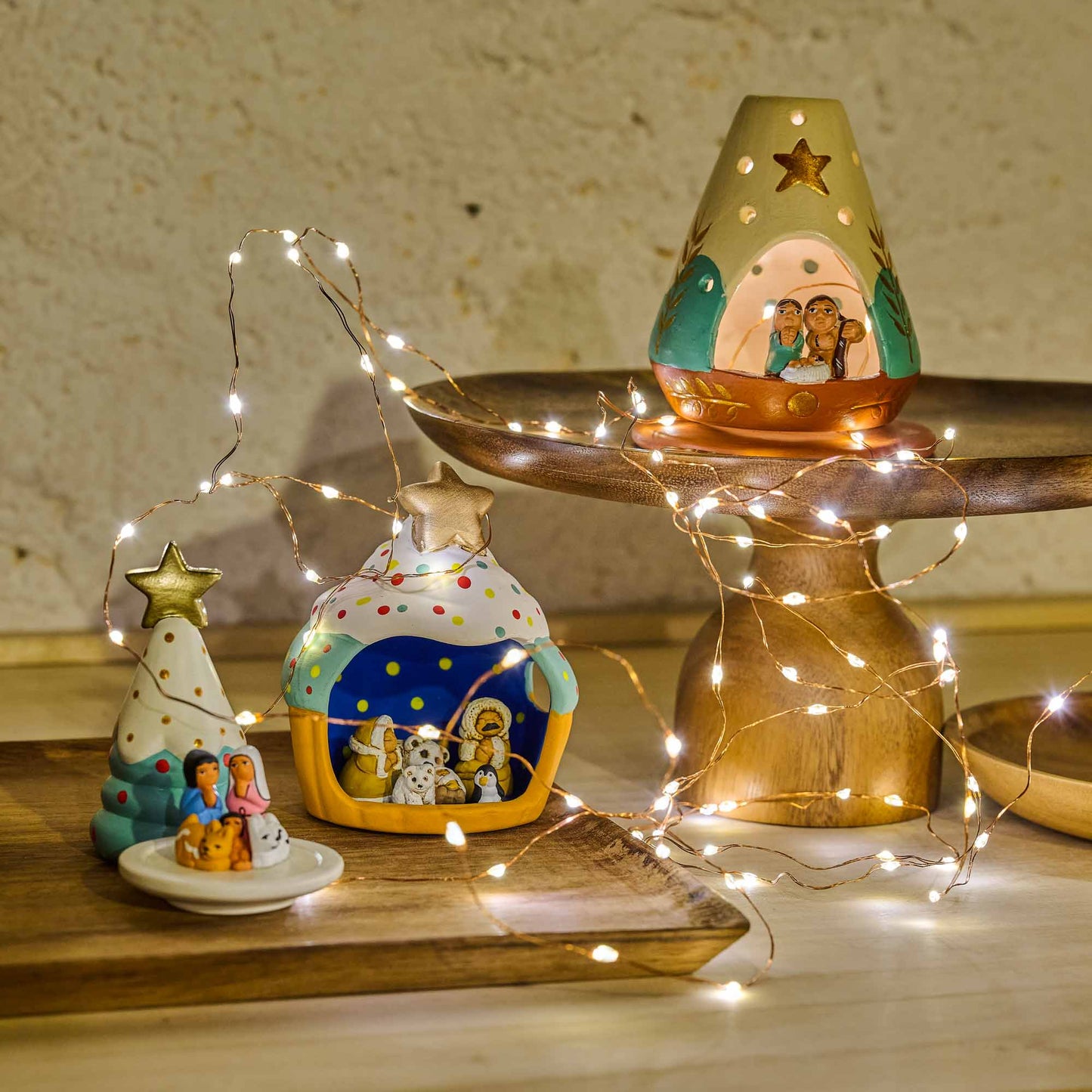 Presepe portalumino Spighe acquamarina ceramica