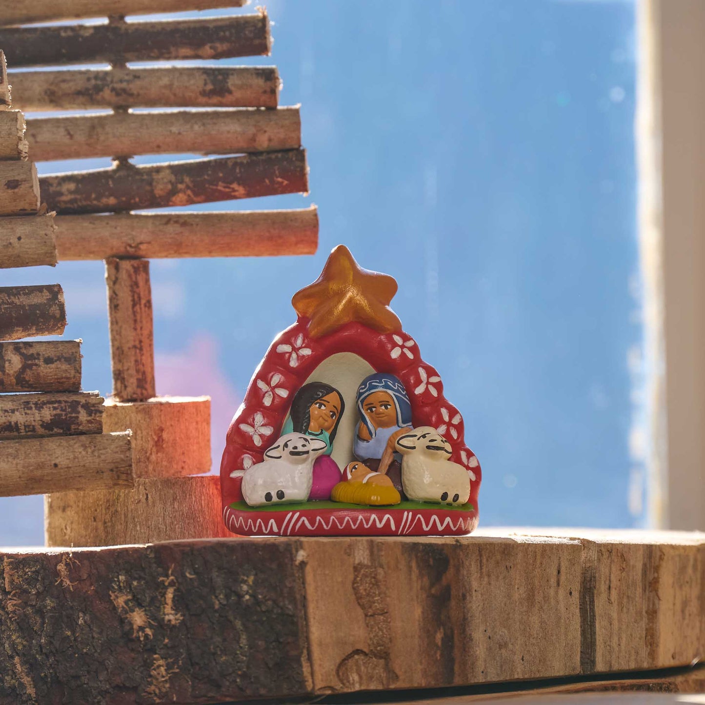 Presepe Grotta rossa ceramica