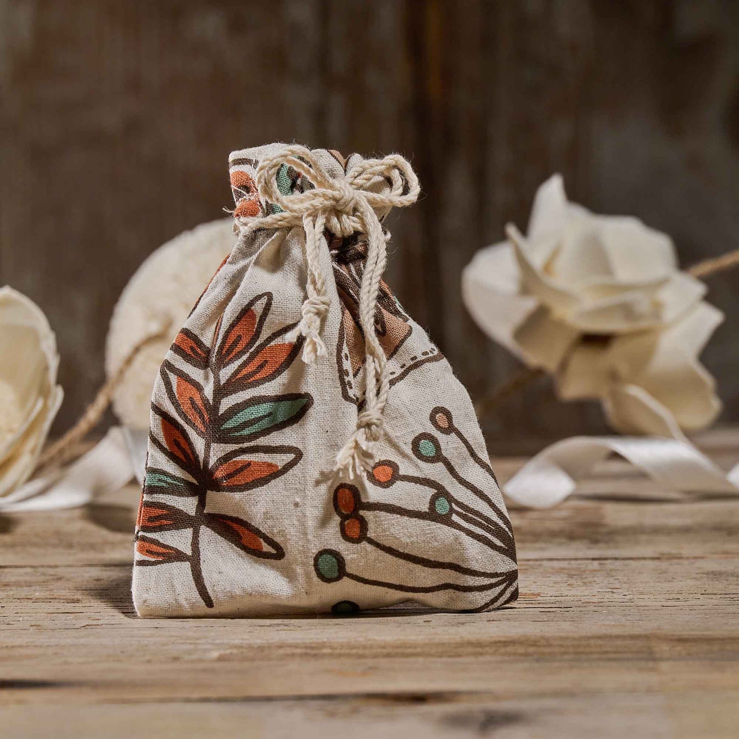Sacchettino Fiori e Foglie cotone