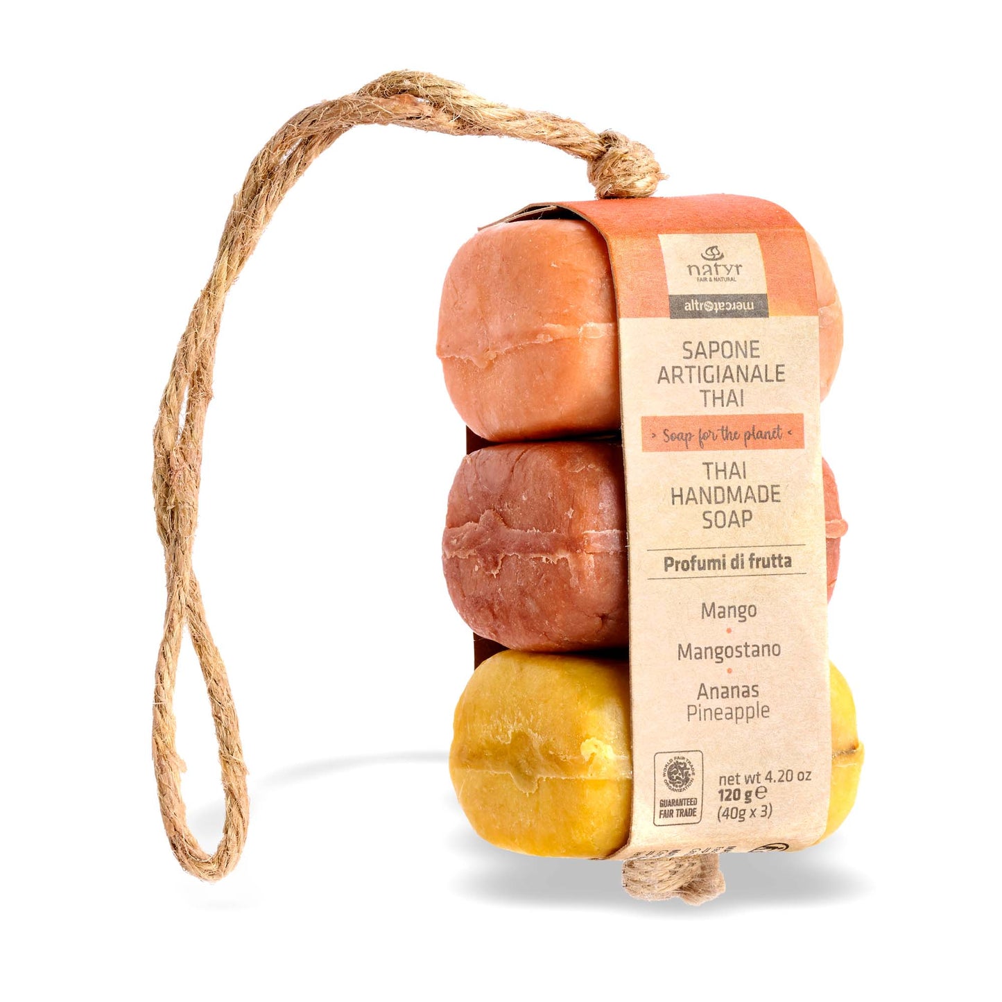 Tris saponi artigianali Thai profumi di frutta | 3 x 40 g