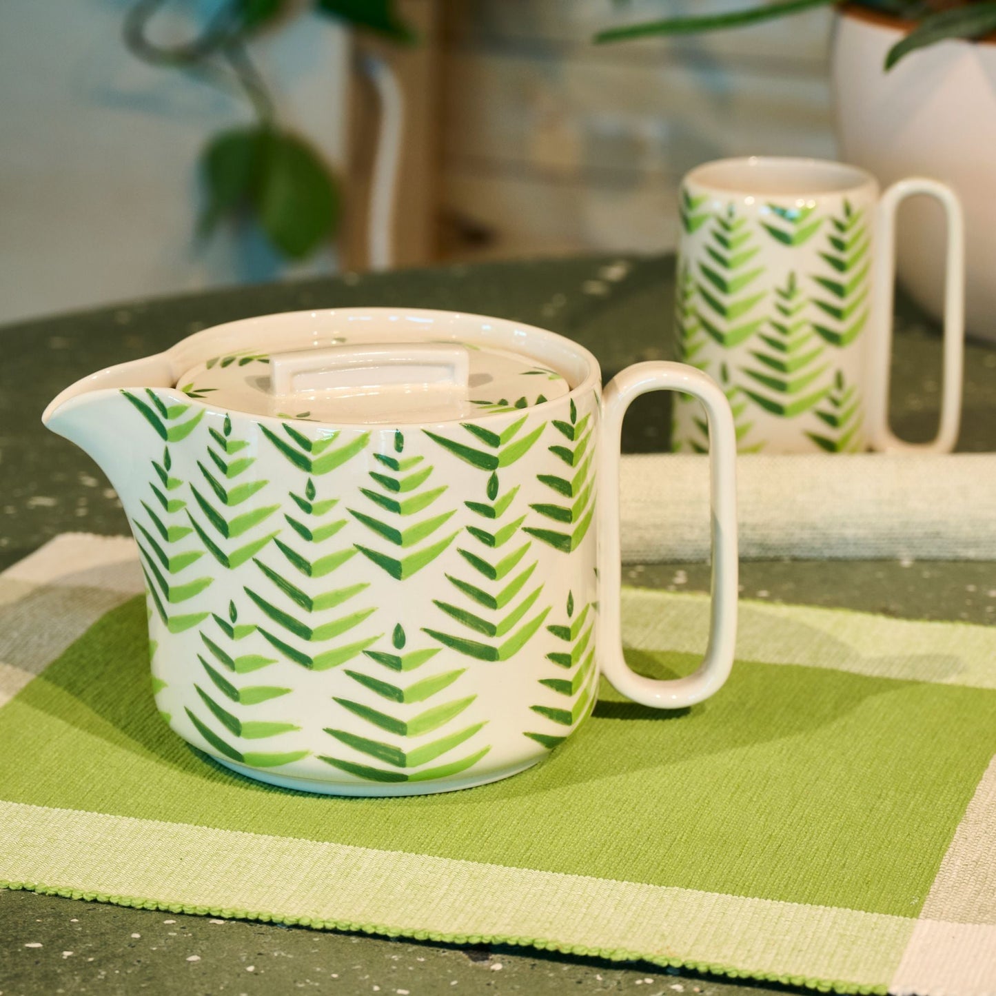 Teiera Foglie Verdi ceramica