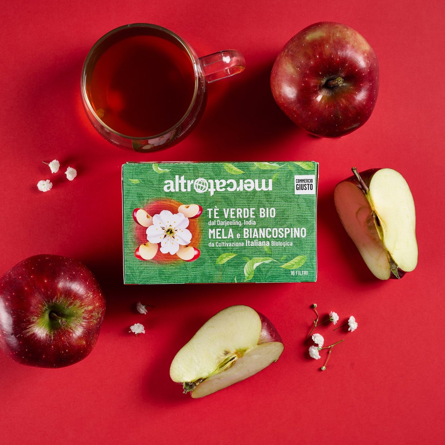 Tè verde Darjeeling mela e biancospino - bio | 16 filtri