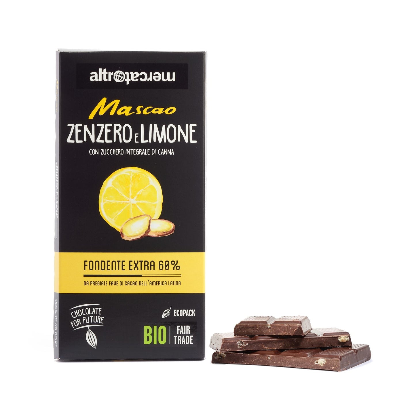 Cioccolato Mascao fondente allo zenzero e limone - bio | 80 g