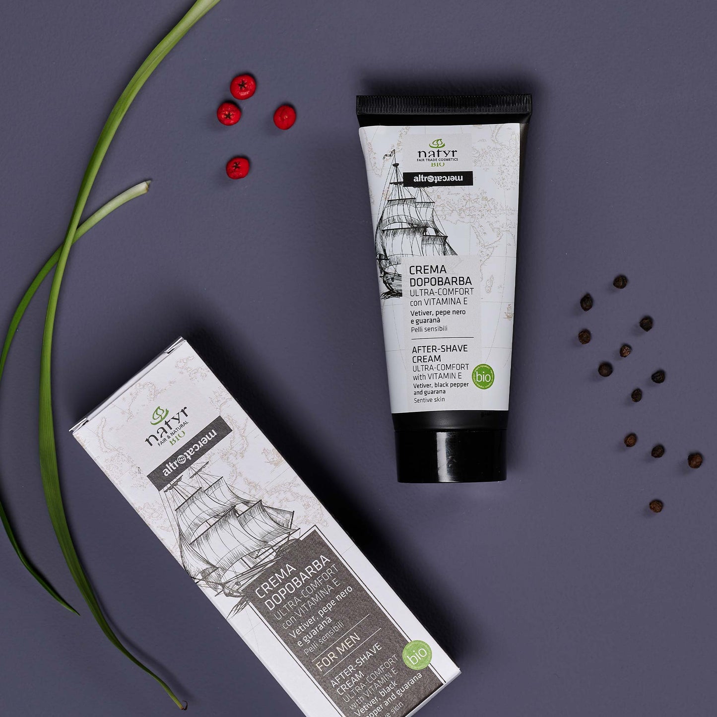 Crema dopobarba Vetiver pepe nero e guaranà - bio | 100 ml