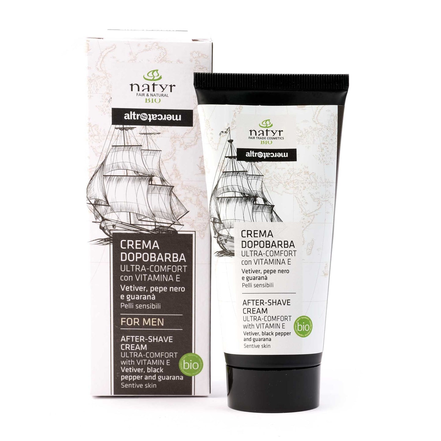 Crema dopobarba Vetiver pepe nero e guaranà - bio | 100 ml