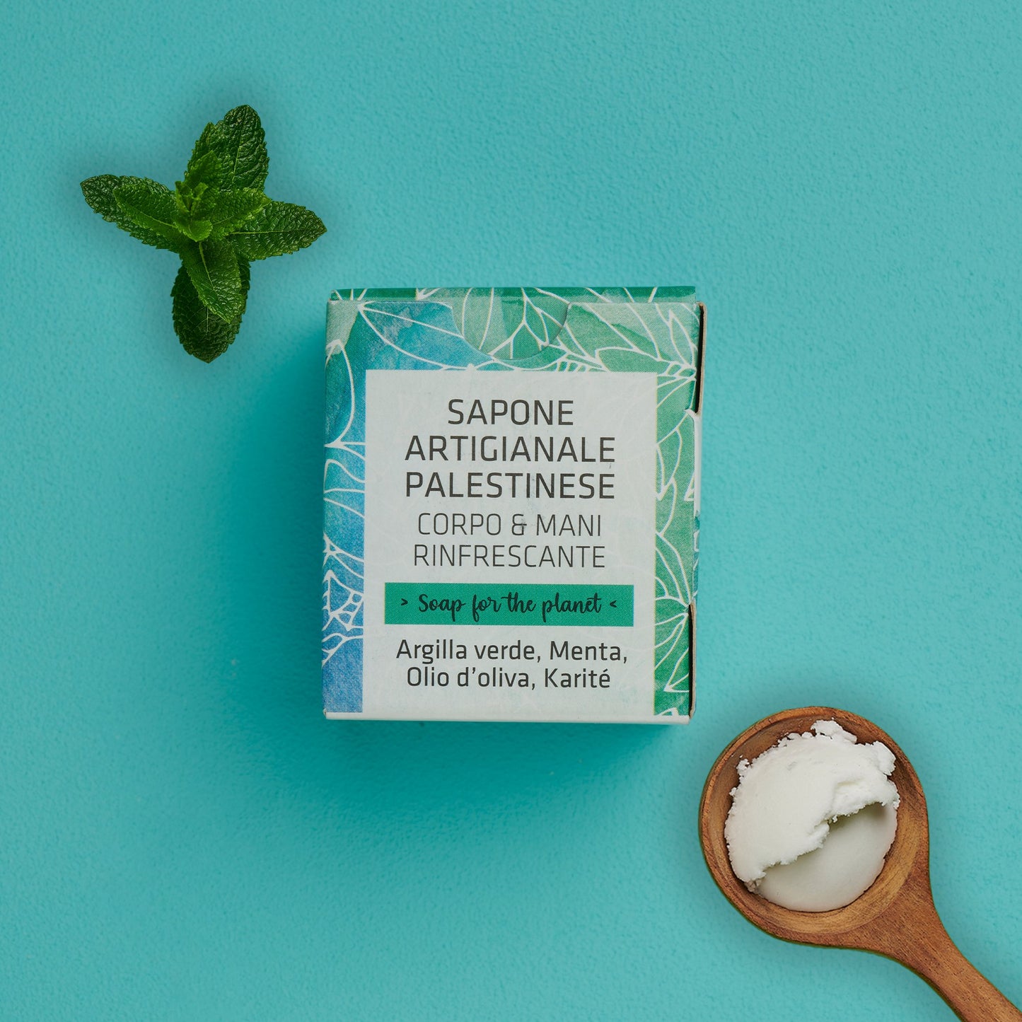 Sapone Palestina corpo e mani argilla verde karitè e menta | 90 g