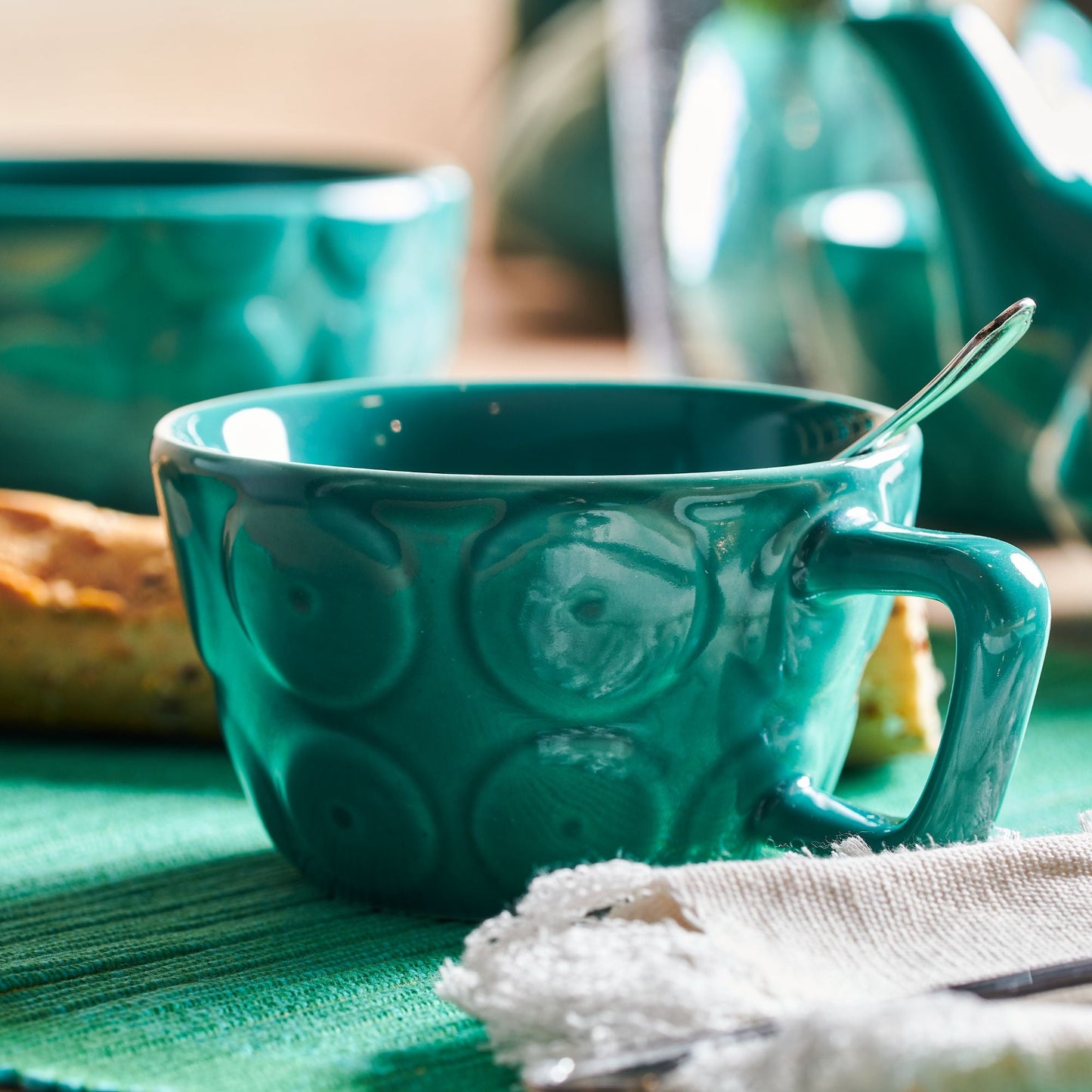 Tazza larga Echini ceramica acquamarina