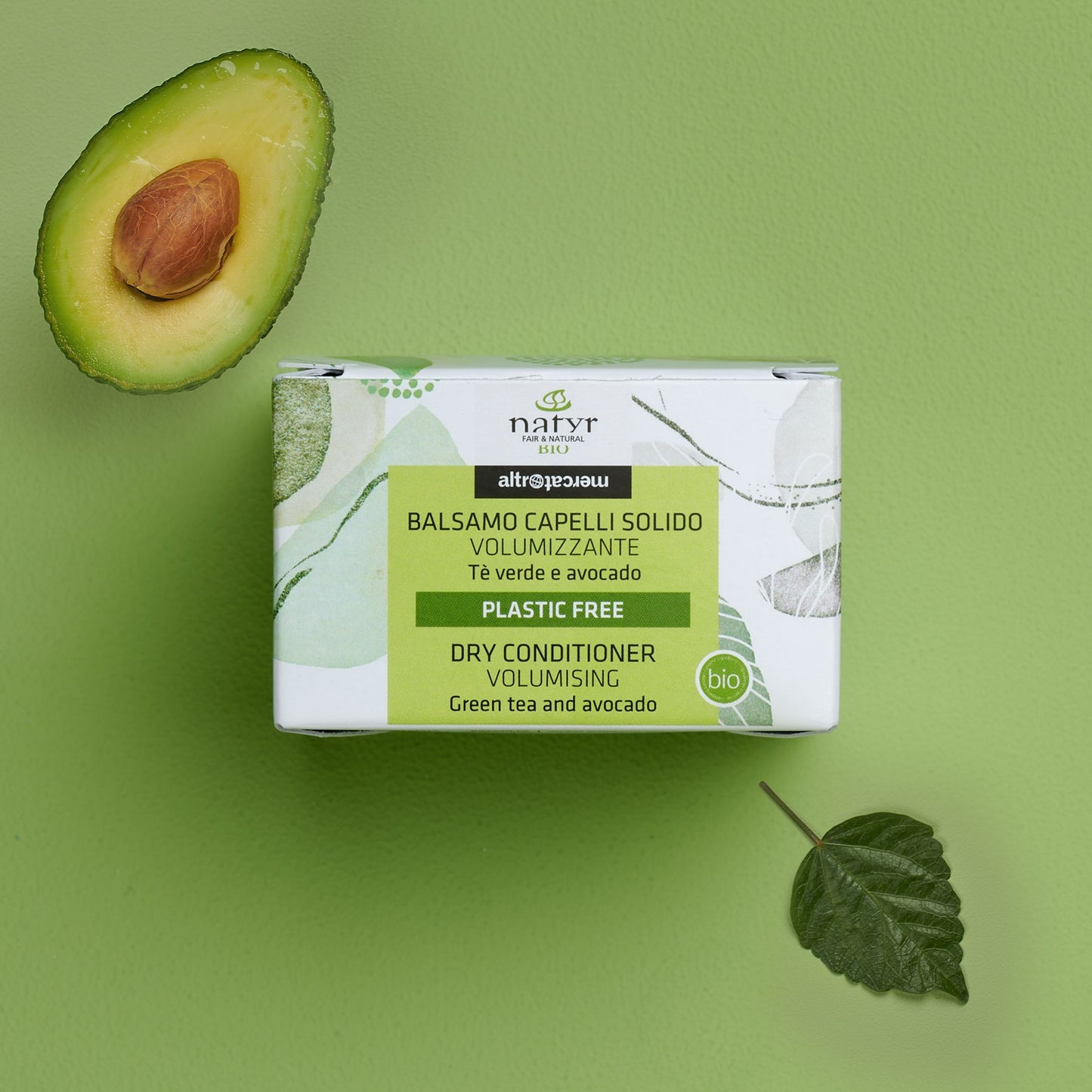 Balsamo solido volumizzante tè verde e avocado - bio | 50 gr