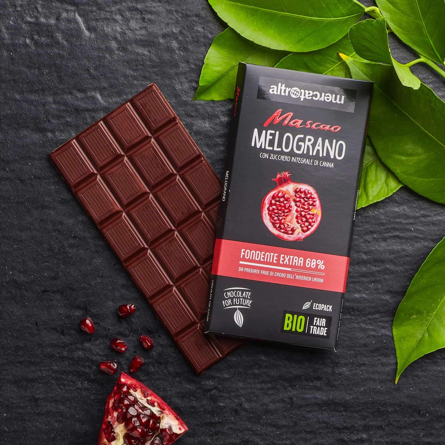 Cioccolato Mascao fondente extra al melograno - bio | 80 g