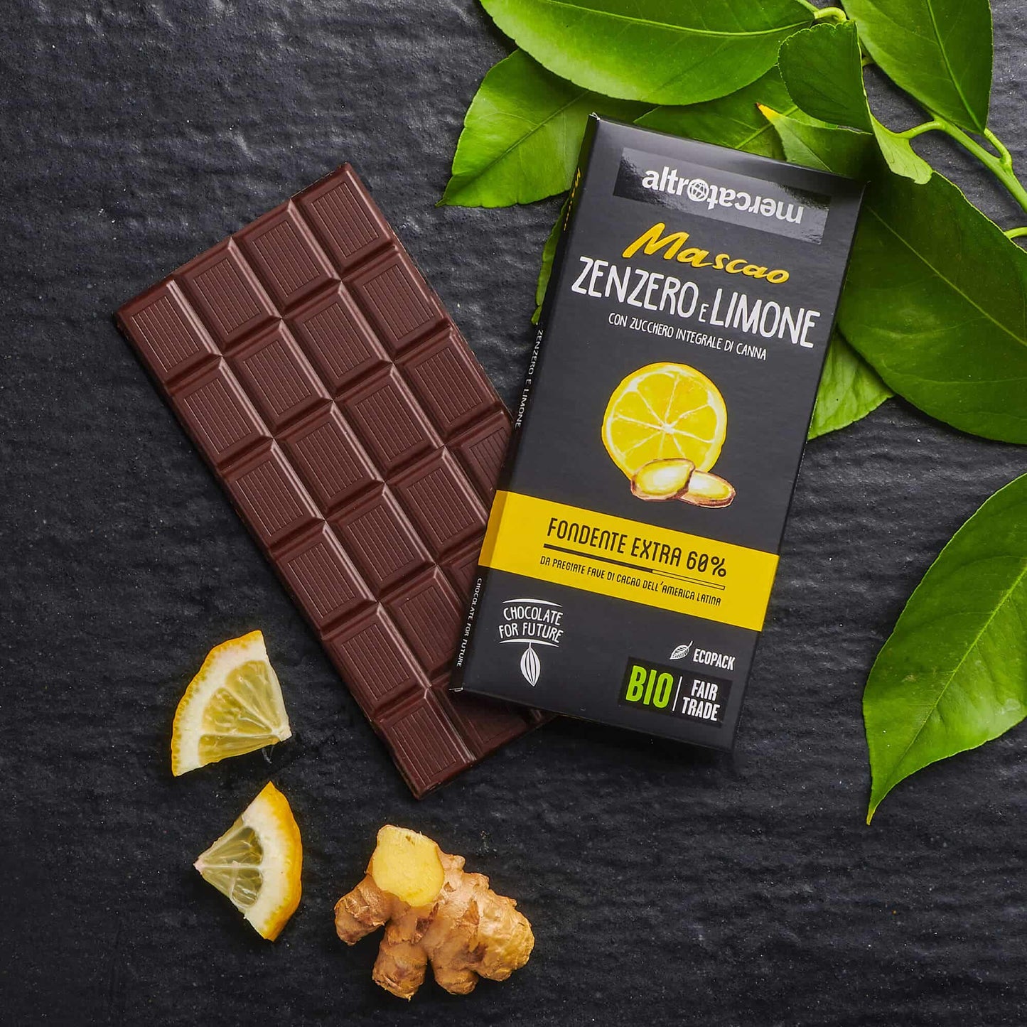 Cioccolato Mascao fondente allo zenzero e limone - bio | 80 g