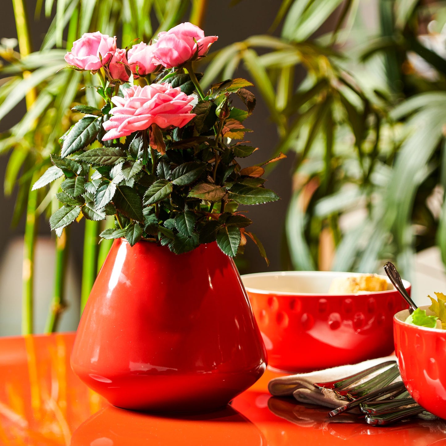 Vaso largo Soft ceramica rosso