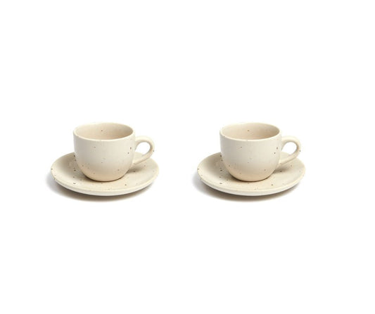 Coppia di tazze da tè Vanilla con piattino ceramica