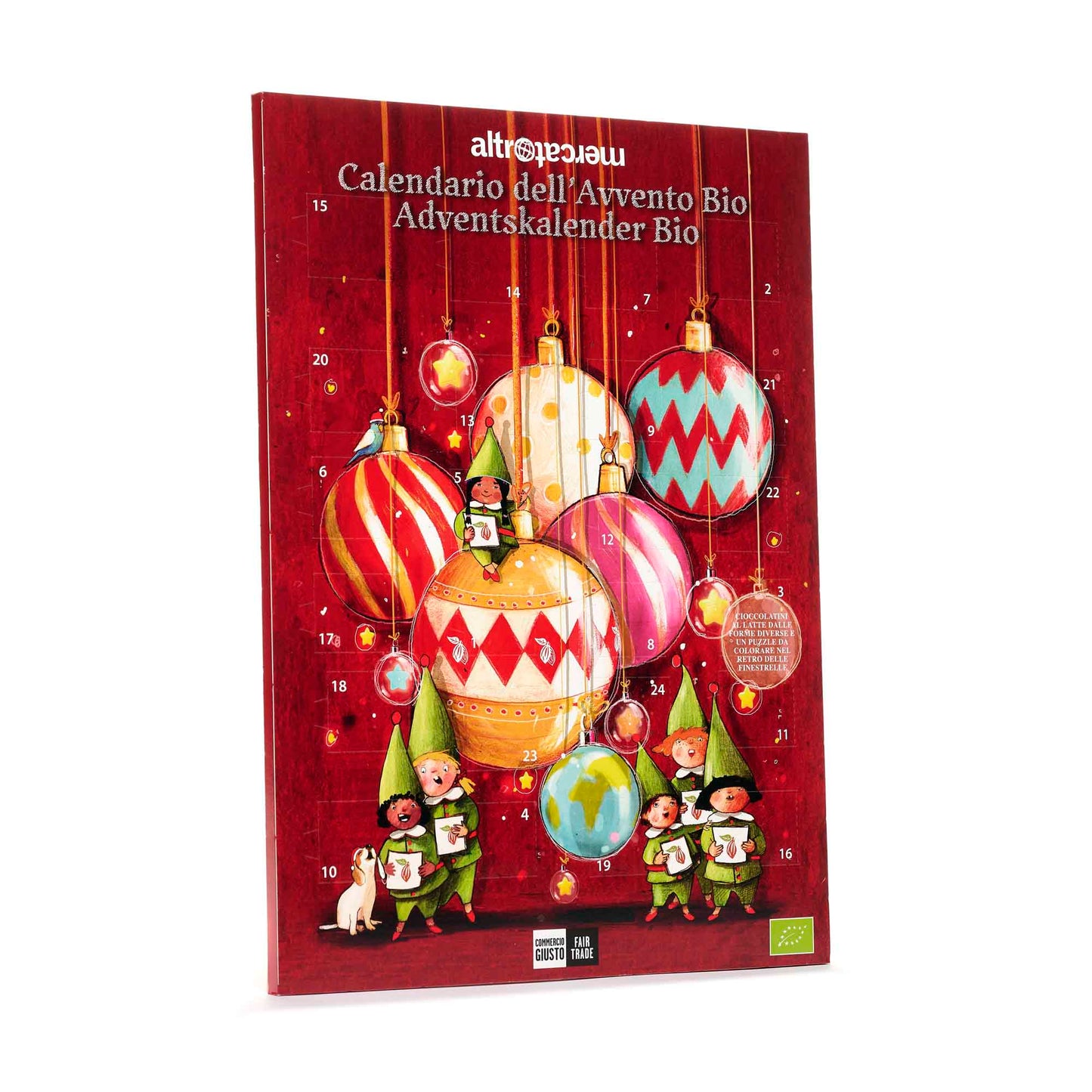 Calendario dell'avvento con cioccolato al latte - bio | 75 gr.