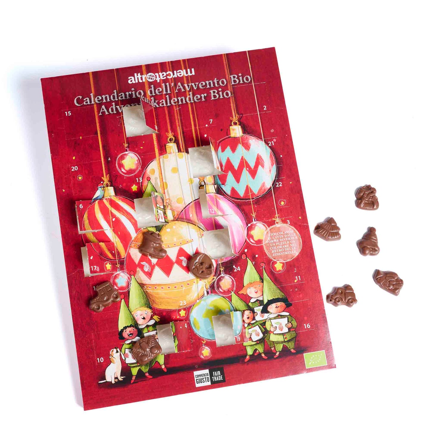 Calendario dell'avvento con cioccolato al latte - bio | 75 gr.