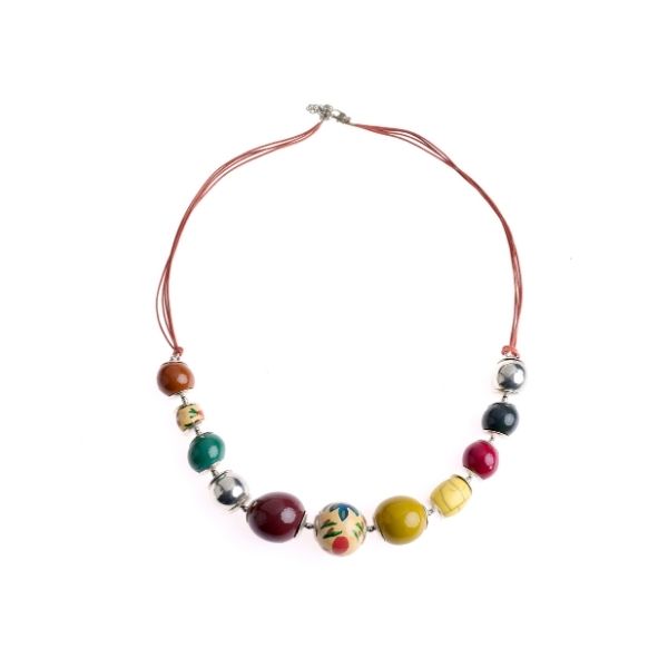 Collana Madam ottone legno resina