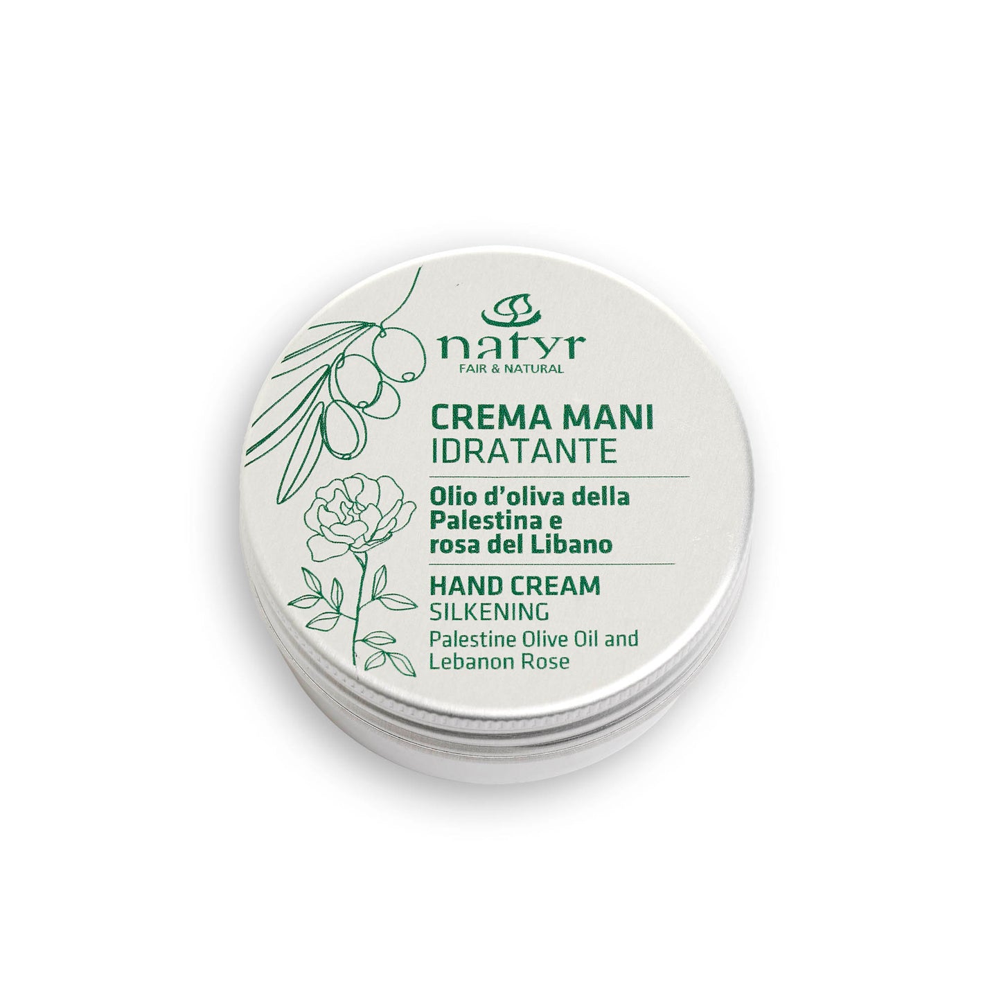 Crema mani idratante con olio d'oliva della Palestina e rosa del Libano | 50 ml