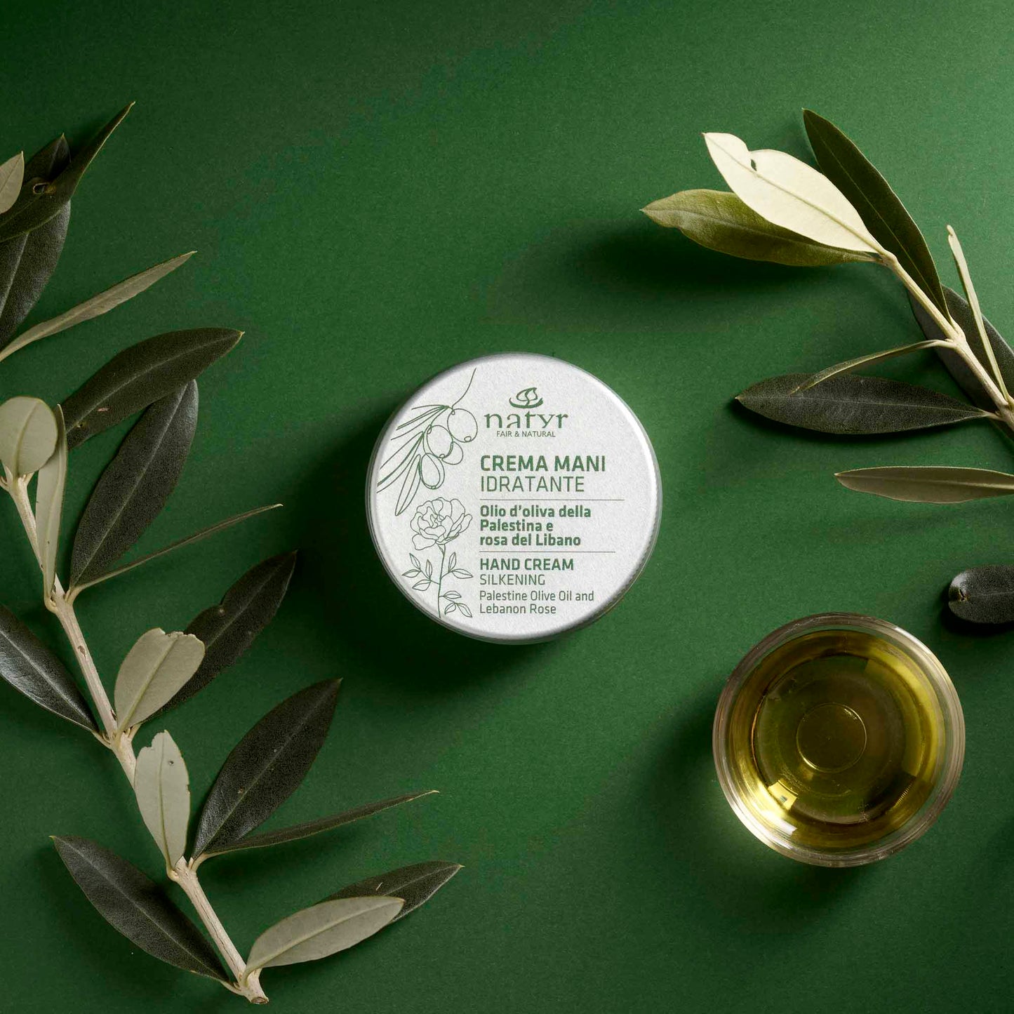 Crema mani idratante con olio d'oliva della Palestina e rosa del Libano | 50 ml