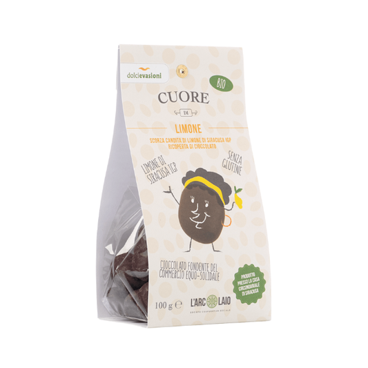 Limone ricoperto di cioccolato fondente - bio | 100 g