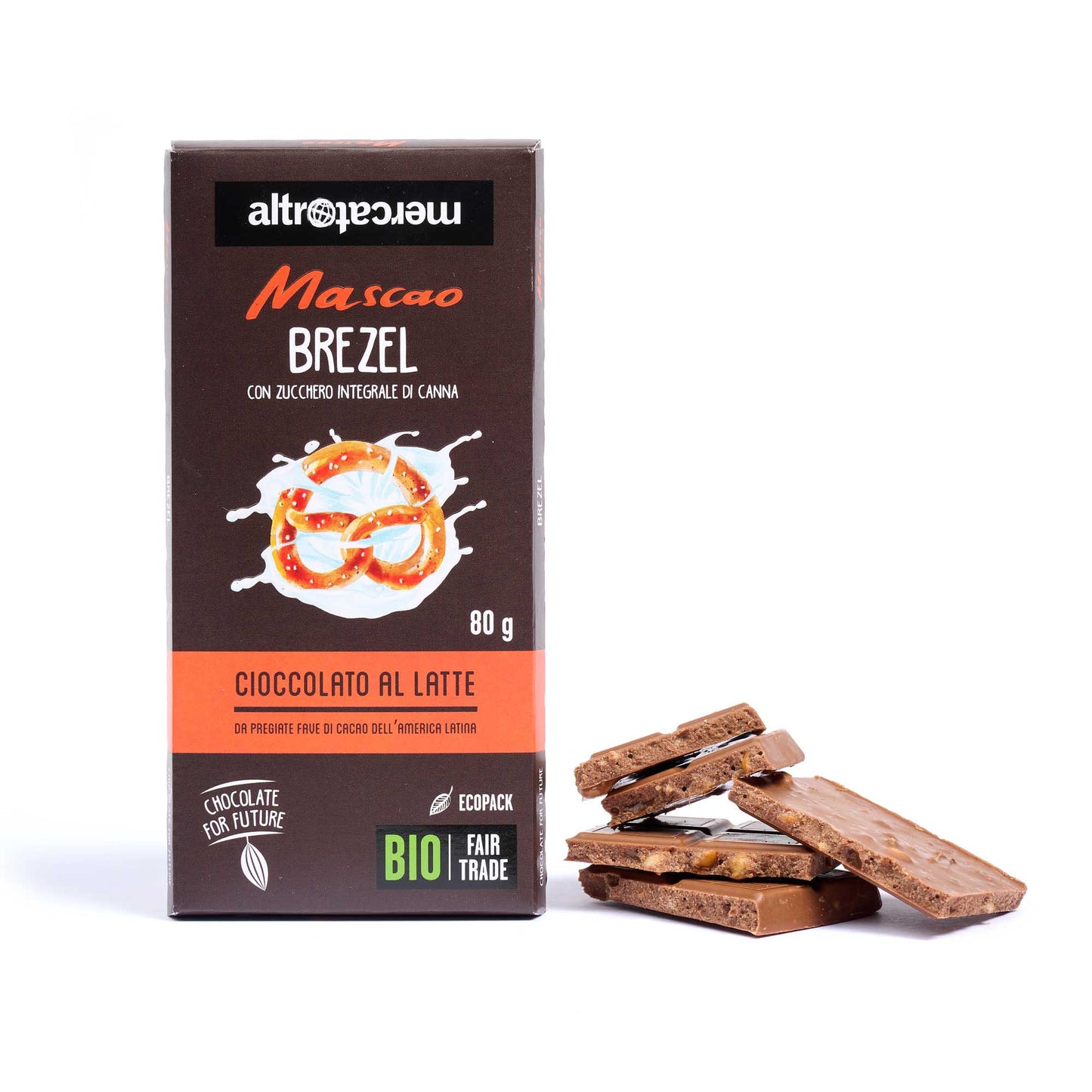 Cioccolato Mascao al latte con brezel - bio | 80 g