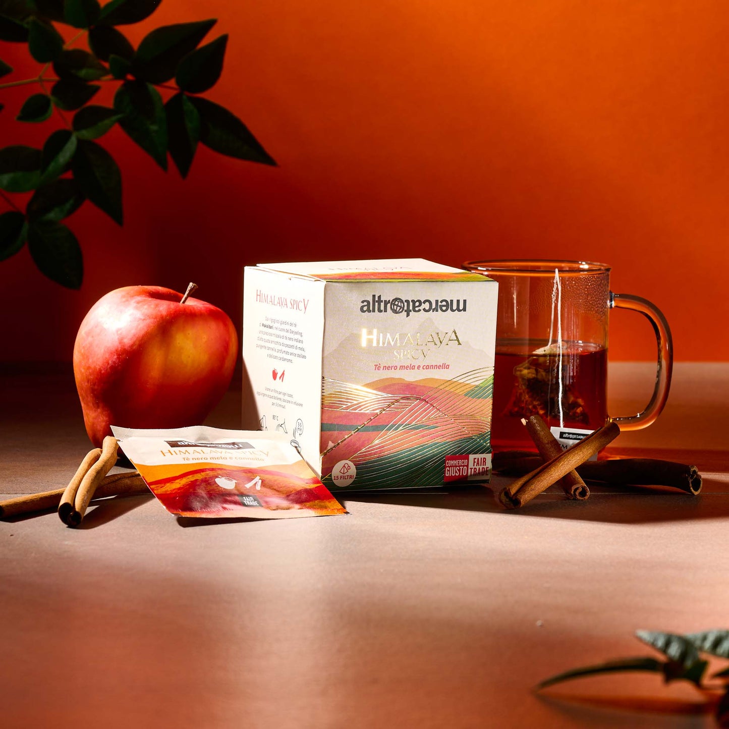 Tè nero Himalaya Chai mela e cannella | 15 filtri piramidali
