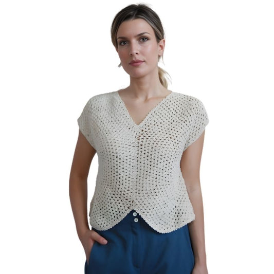 Top crochet Calla cotone