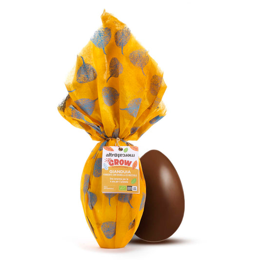 Uovo di cioccolato gianduja con granella di nocciole GROW - bio | 350 g