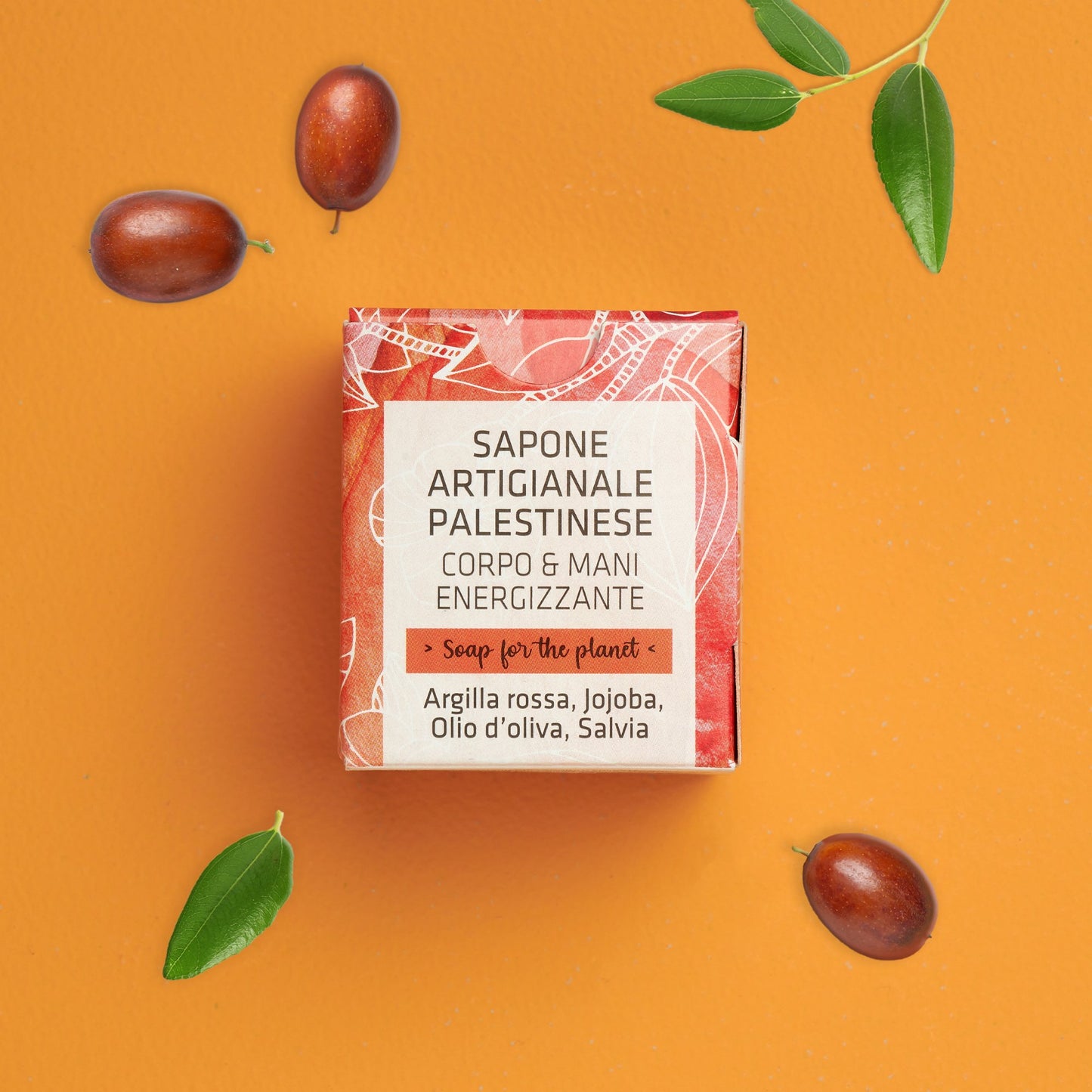Sapone Palestina - corpo e mani  - argilla rossa- jojoba e salvia | 90 g
