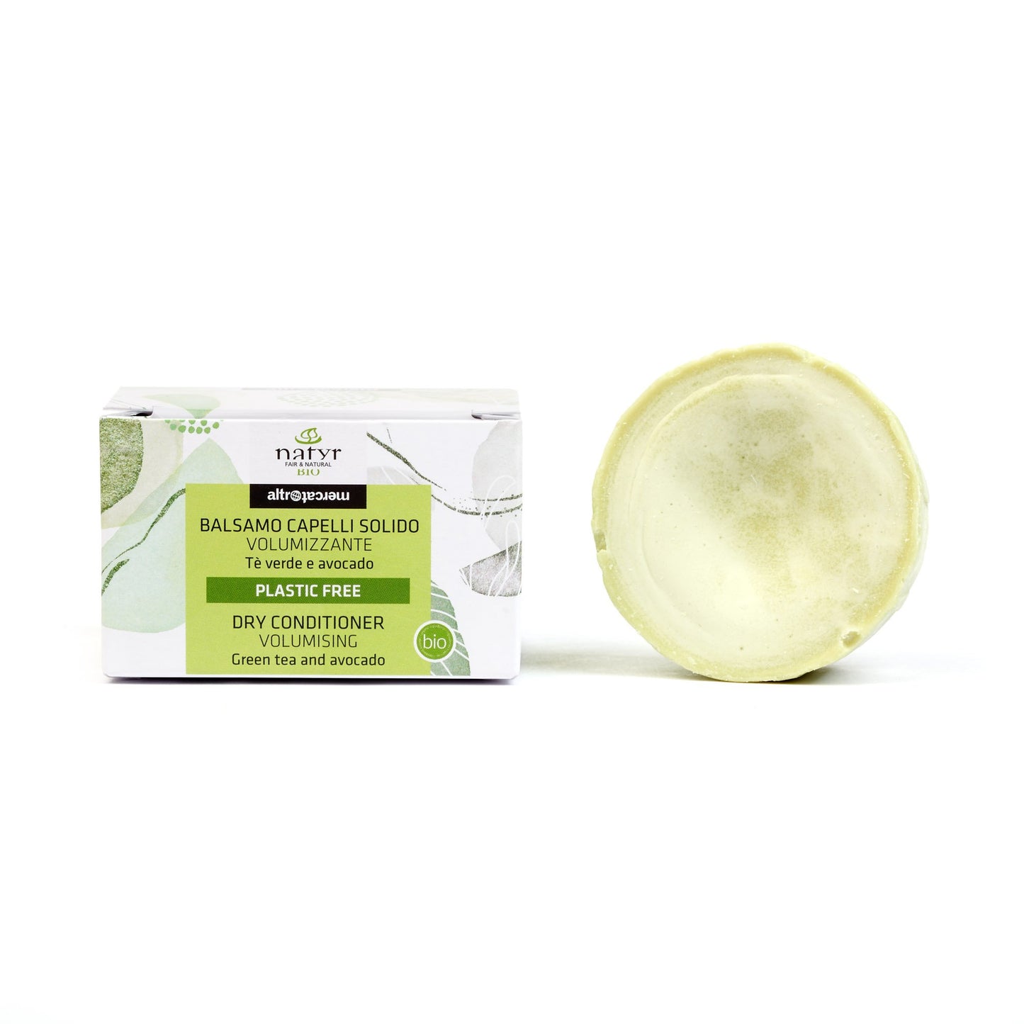 Balsamo solido volumizzante tè verde e avocado - bio | 50 gr