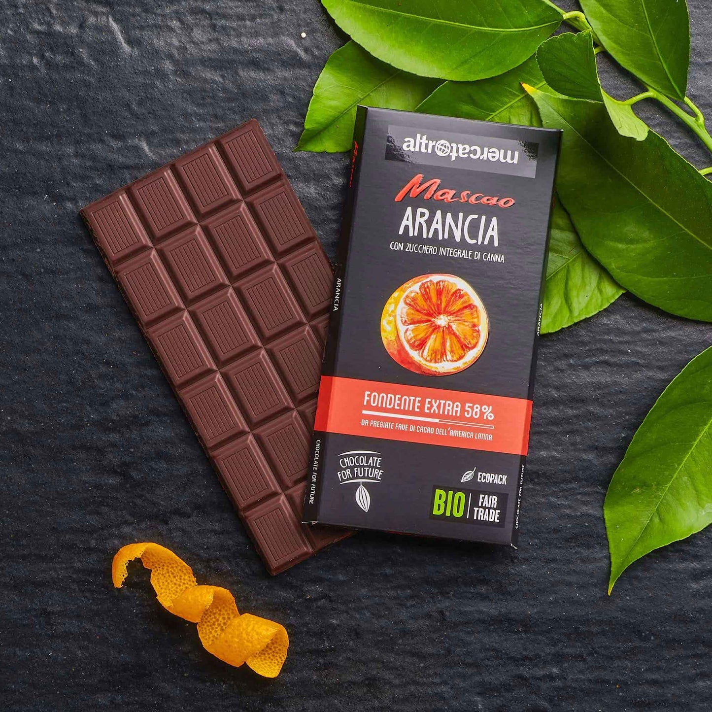 Cioccolato Mascao fondente extra con arancia- bio | 100 g