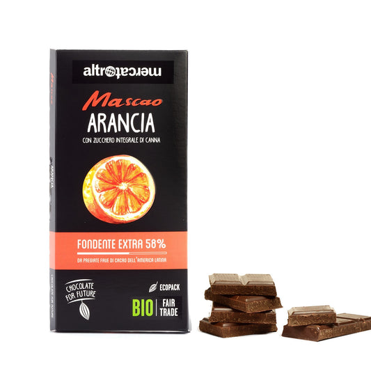 Cioccolato Mascao fondente extra con arancia- bio | 100 g