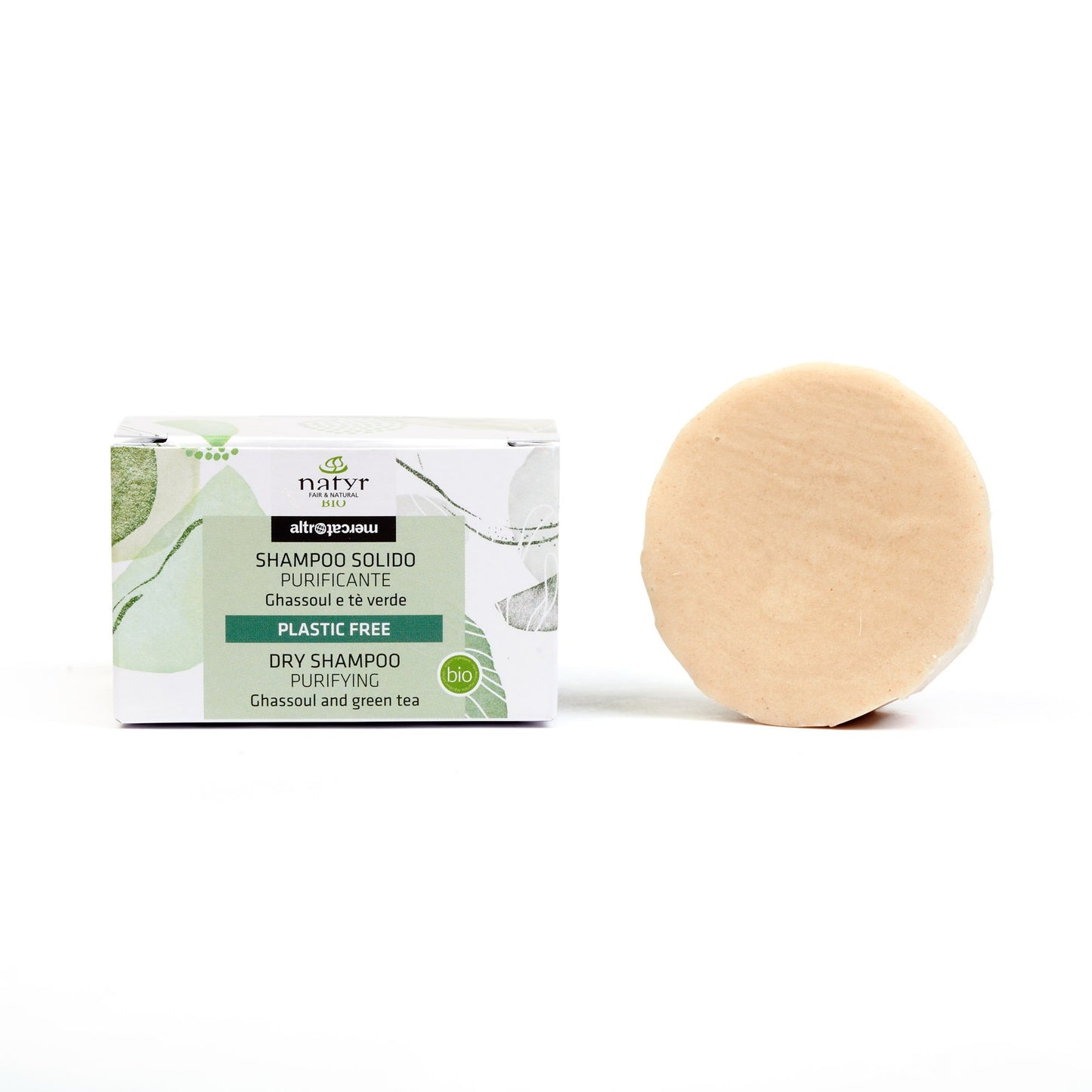 Shampoo solido purificante ghassoul e tè verde - bio | 55 gr