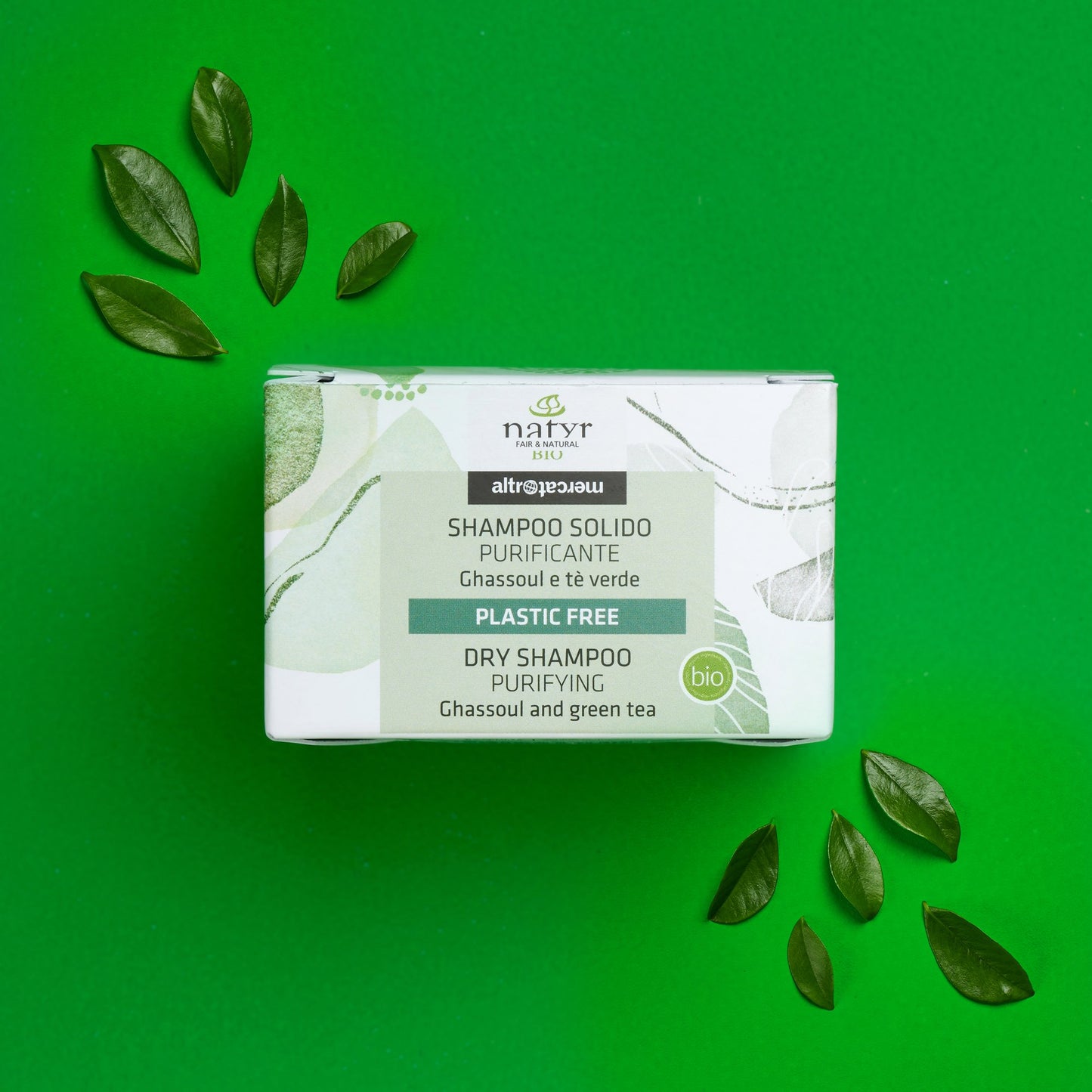 Shampoo solido purificante ghassoul e tè verde - bio | 55 gr
