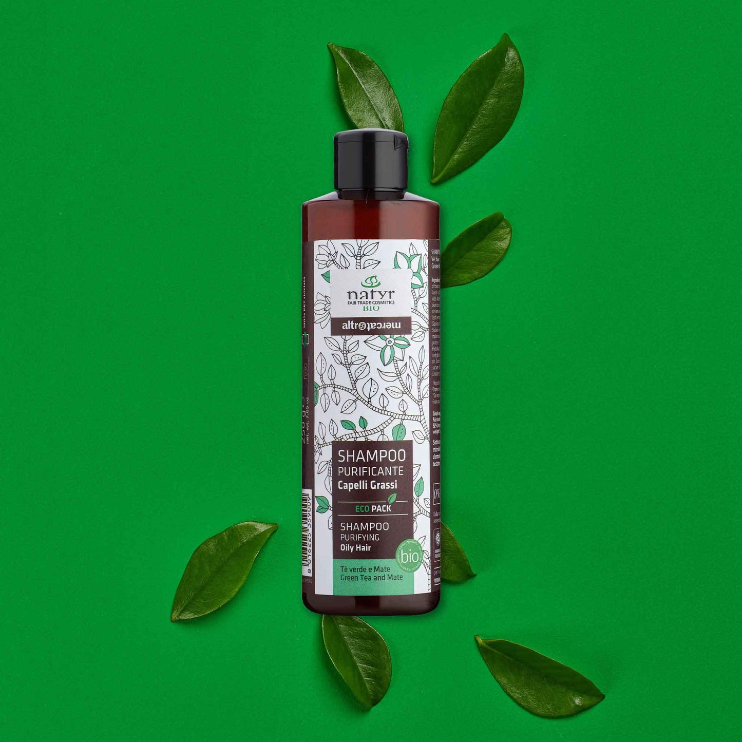 Shampoo purificante tè verde e erba mate - bio | 200 ml